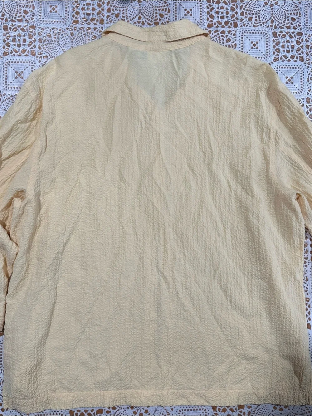 White Stag Butter Yellow Textured Button Front Blouse Women’s Large - Picture 5 of 5